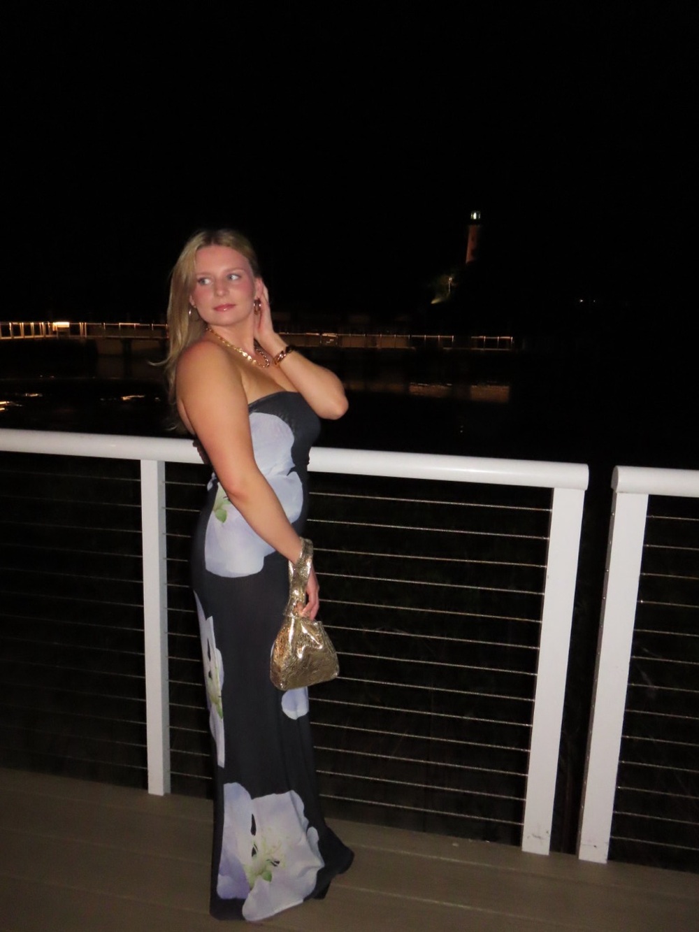 Black Dress Sheer (see through slip) with Large Lavender Floral Print - Picture 6 of 6